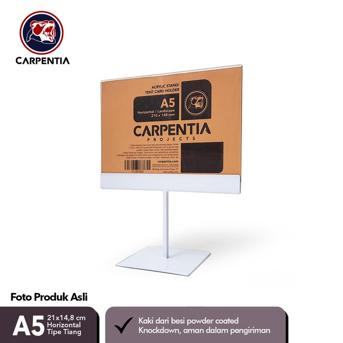 Gambar Carpentia Stand Acrylic Kaki Besi /Tiang A5 Horizontal 21x14,8cm /Tent - Putih dari Carpentia Indonesia Kota Tangerang Selatan Tokopedia