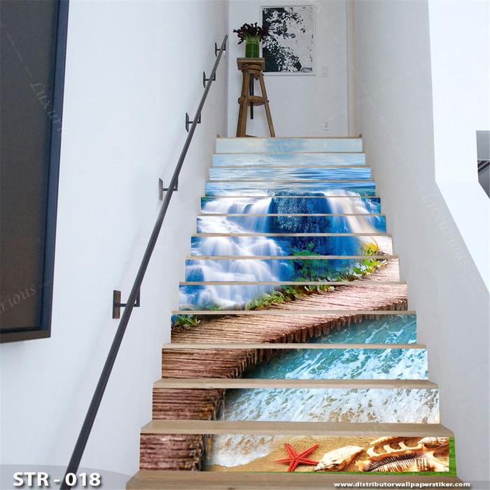 Gambar 3D Wallpaper Custom , Wall Stiker Tangga Jembatan Pantai Ikan Laut - STR - 018 dari DWS Wallpaper undefined Tokopedia