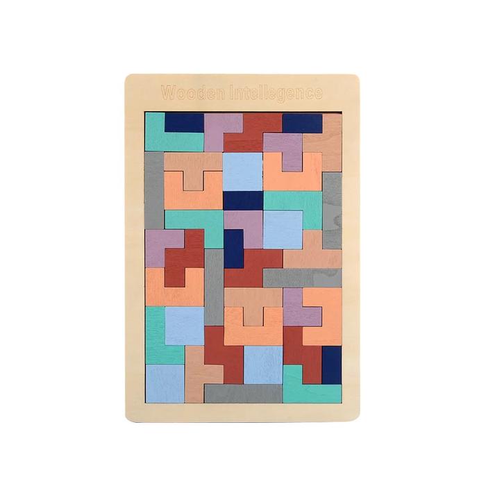 Gambar Wooden Tangram/Mainan Puzzle Tetris/Mainan Edukasi Anak - Merah Muda dari Abby Baby undefined Tokopedia