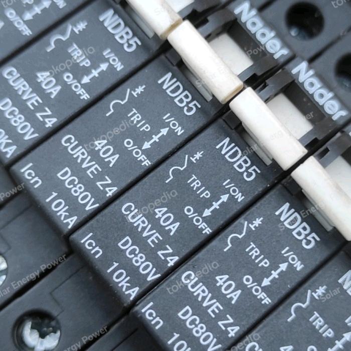 Nader MCB DC 40A NDB5 80VDC 10kA Breaker Listrik untuk Sistem Elektrik dengan Kurva Z4 - 2nd