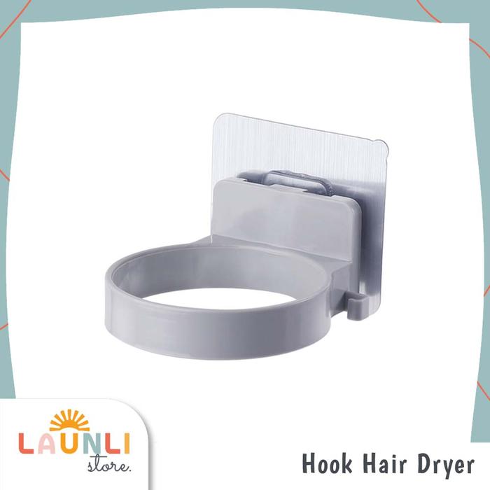 Gambar Rak Gantungan Pengering Rambut Hair Dryer Holder Tanpa Paku Bor - Abu-abu, Tanpa Bubble dari Launli undefined Tokopedia