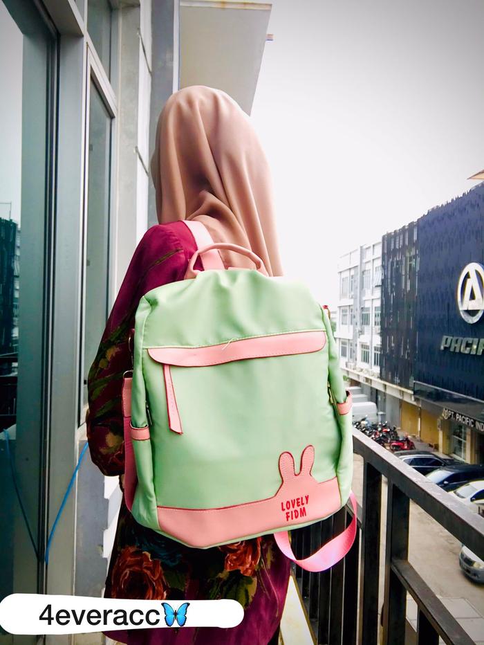 Gambar TAS RANSEL IMPORT WANITA LOVELY FIDM NEW COLLECTION - HIJAU PINK dari 4acc undefined Tokopedia