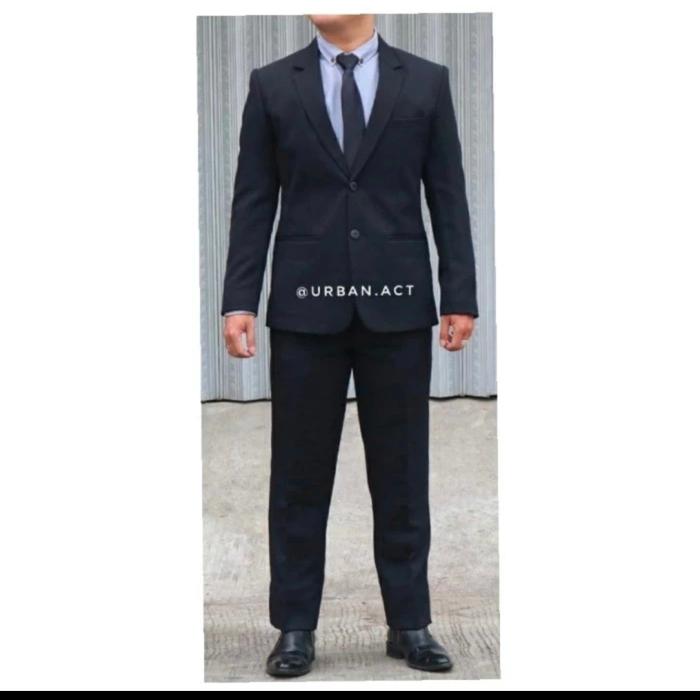Gambar setelan jas Dan celana formal stretch slim fit Hitam urban act - Hitam, S dari playset.id undefined Tokopedia