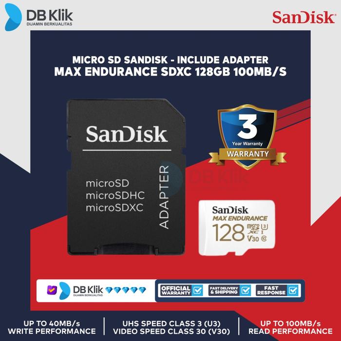 Micro SD SanDisk MAX ENDURANCE SDXC 128GB 100MB/s (SDSQQVR-128G-GN6IA)