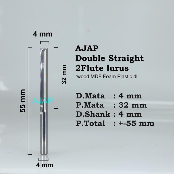 Gambar STRAIGHT ENDMILL 2F Mata CNC ROUTER BIT 2Flute KAYU MDF HDP PLYWOOD z - 4 * 32 dari ajap cnc undefined Tokopedia
