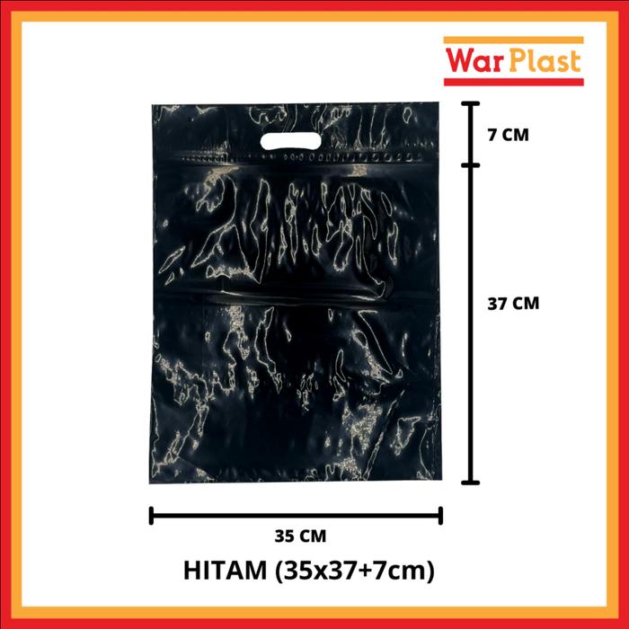 Gambar Plastik Klip Pond Ziplock Gagang + Custom Sablon (5000 Lembar) - 35x37+7 cm, Hitam dari Warplast undefined Tokopedia