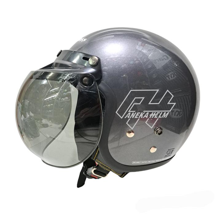 Gambar helm cargloss abu glossy+kaca | carglos anchore grey - kaca cembung, M dari Aneka helmet undefined Tokopedia