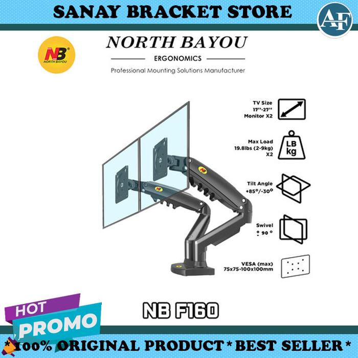 Gambar Bracket Laptop dan Bracket Monitor Dual Jepit Meja NB F160 17"-27" - DUAL MONITOR dari Official Store Bracket Jakarta undefined Tokopedia