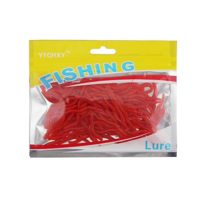 Gambar UMPAN CACING BUATAN SOFT BAIT WORM 100PCS/BAG RED & GLOW IN THE DARK - Merah dari Sun Joy Shop undefined Tokopedia
