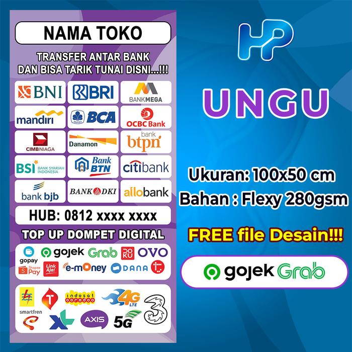Gambar Catak Banner Toko/Counter AgenSiap Cetak - Variasi warna - Ungu, Mata Ayam dari hikmahprintshop undefined Tokopedia