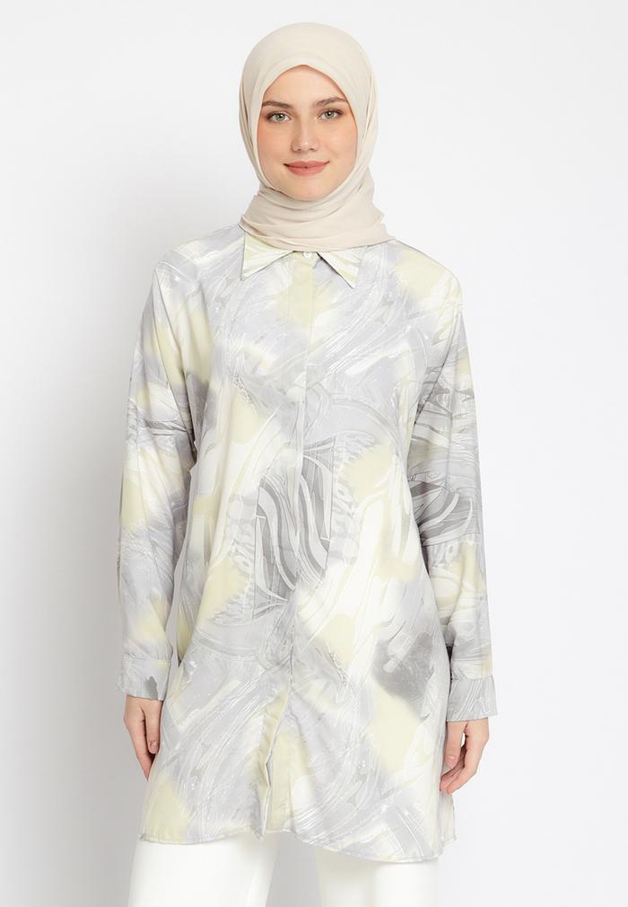 Gambar Baju Tunik Kemeja Wanita Rainaa - Emikoawa Terbaru Lengan pajang Korea - Yellow dari Emikoawa undefined Tokopedia