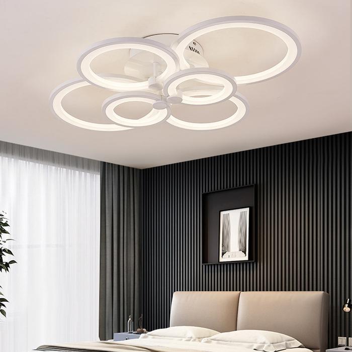Gambar Lampu Hias Atap Plafon LED Minimalis Modrn Elegan Remote Control Putih - 6 Ring dari Home Ambience undefined Tokopedia