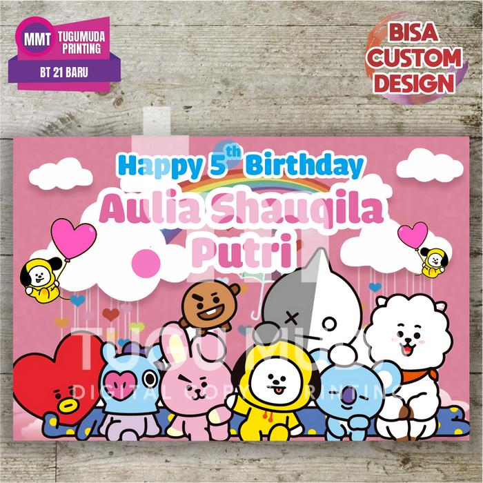 Jual Cetak Banner Backdrop Spanduk Ultah Ulang Tahun BT21 PINK Kota Jual Cetak Banner Backdrop Spanduk Ultah Ulang Tahun BT21 PINK Kota