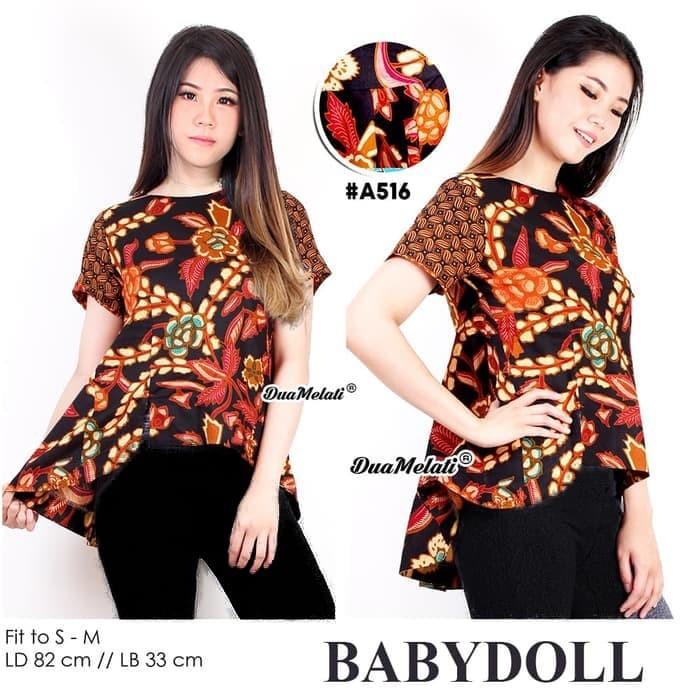 Gambar Atasan batik Blouse Batik kemeja wanita lengan pendek A608 - A516 dari dua melati undefined Tokopedia