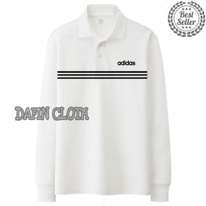 Gambar Kaos Kerah Pria Polo shirt Lengan Panjang Adidas Triple Strip - Abu-abu, M dari Davin Apparels undefined 3 Tokopedia