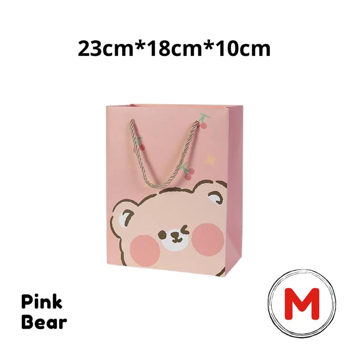Gambar Paper Bag Cartoon Bear / Tas Goodie Bag Hadiah Ulang Tahun Lucu (M) - Pink Bear (M) dari Win Utama undefined Tokopedia