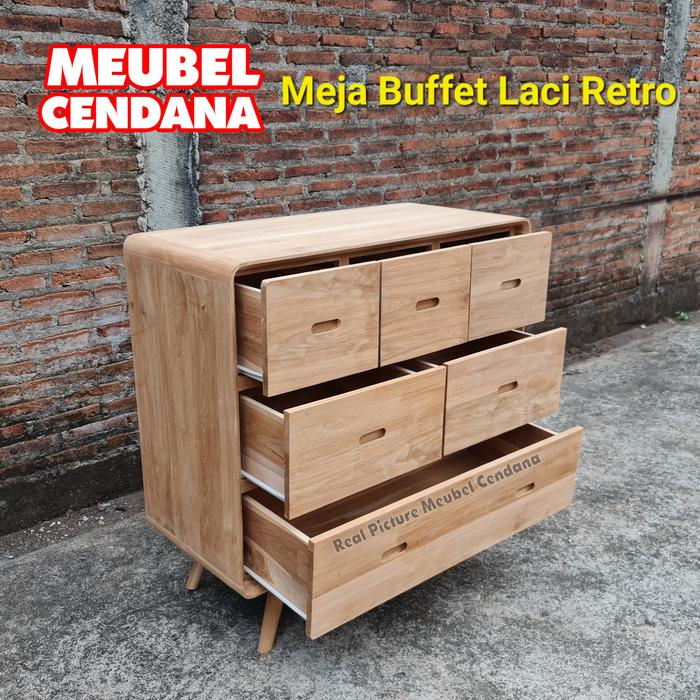 Gambar meja buffet laci asli kayu jati, meja tv retro meja laci serbaguna - Non Finishing dari Meubel Cendana undefined Tokopedia