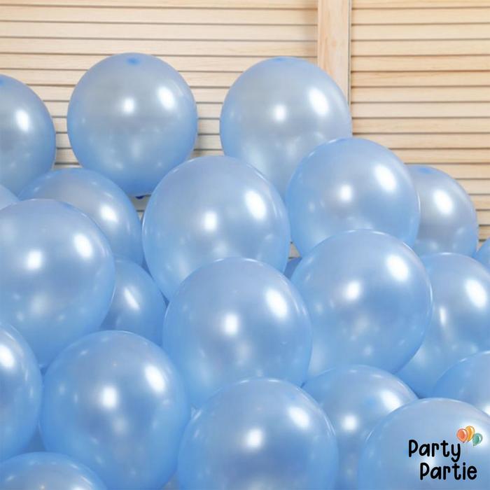 Gambar [Paket Latex] Balon Bulat Metalik Latex Warna isi 30pcs - Biru Muda dari PartyPartie undefined Tokopedia