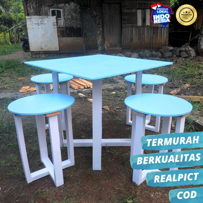 Gambar Meja Cafe Kotak Jumbo SET Minimalis Scandinavian Japandi - Biru dari saMju_NEW undefined Tokopedia