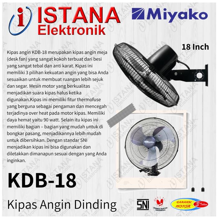 Gambar MIYAKO KIPAS ANGIN DINDING/WALL FAN BESI 18 INCH KDB-18 dari ISTANA ELEKTRONIK PALEMBANG undefined Tokopedia