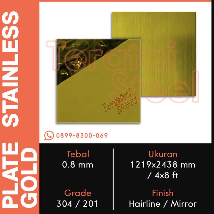 Gambar Plat stainless Gold potongan per cm 0,8mm Hairlines / Mirror - Miror dari TERATAI STEEL undefined Tokopedia