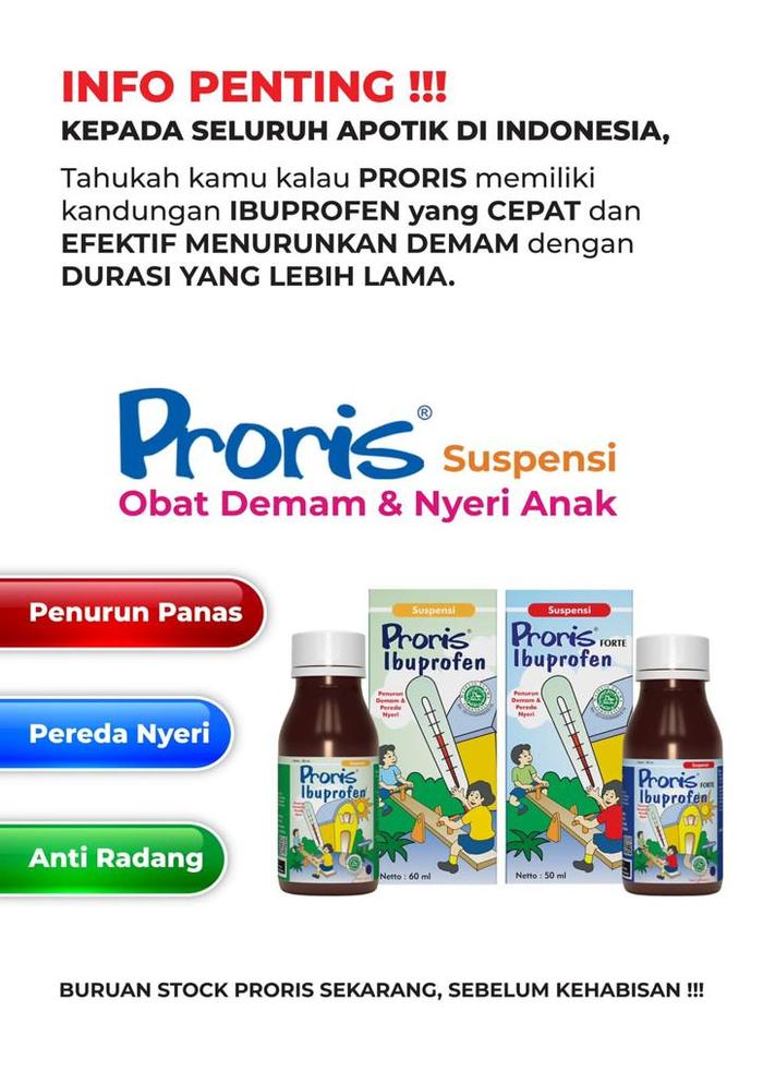 Gambar PRORIS SUSP 60 ML RASA JERUK (IBUPROFEN/PEREDA NYERI/DEMAM) dari Apotek Asyifa Cilangkap Tapos undefined Tokopedia