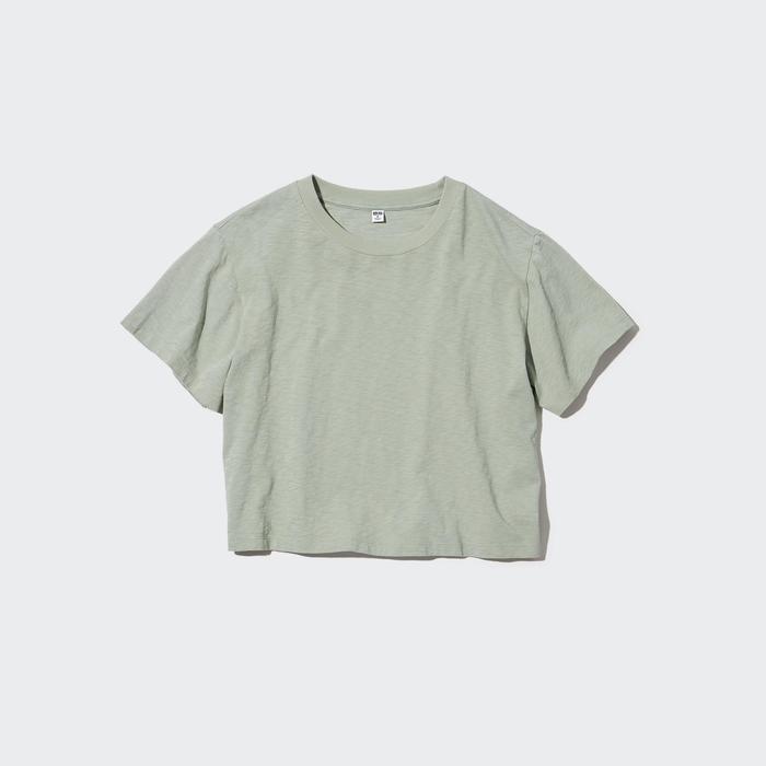 Gambar Kaos Uniqlo T-Shirt Crop Jersey Slub Kerah Bulat 456857 Original Bagus - 51 GREEN, S dari Radent Uniqlo undefined Tokopedia