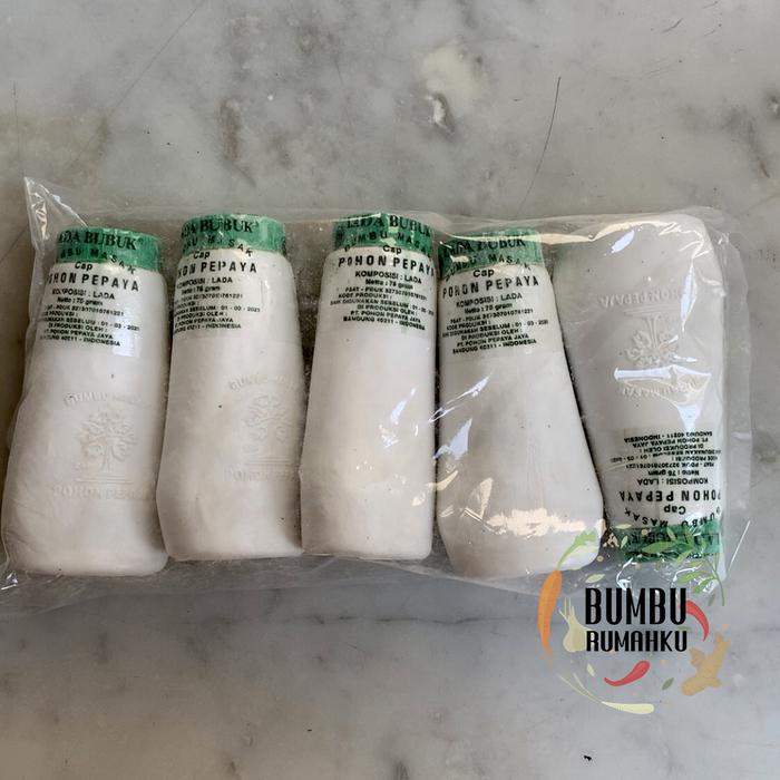 Gambar Lada Bubuk / White Pepper cap Pohon Pepaya [1 botol; 75 gr] - 5 pcs dari bumburumahku undefined Tokopedia