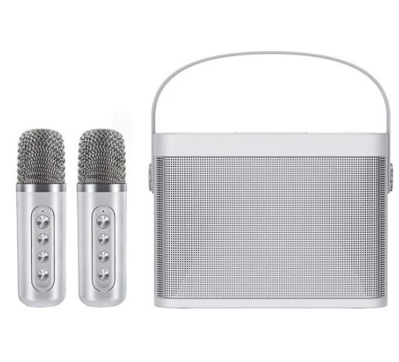 Gambar YS-219 Speaker Bluetooth Karaoke 2 Mic Wireless Voice Change Portable - Putih dari Elangfone undefined Tokopedia