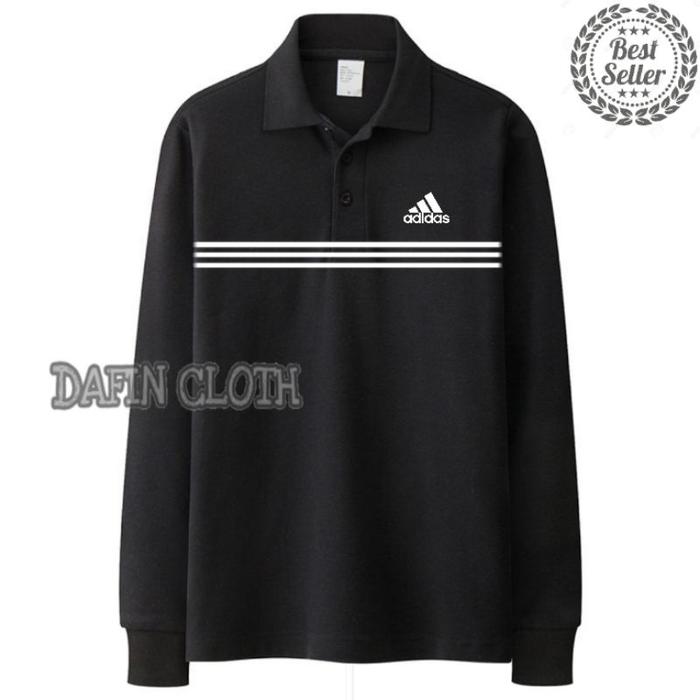 Gambar Kaos Kerah Pria Polo shirt Lengan Panjang Adidas Best Production - Abu-abu, M dari Davin Apparels undefined 4 Tokopedia