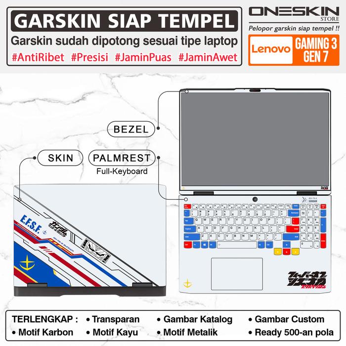 Gambar Precut Garskin Sticker Laptop Skin Perfect Fit Kompatibel untuk Lenovo IdeaPad Gaming 3 3i-15 15ARH7 15IAH7 Gambar Fullbody Karbon - Full Body dari Oneskin Store Indonesia undefined Tokopedia