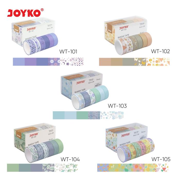 Gambar Washi Tape Joyko WT-101~105 Pita Perekat Selotip Kertas Warna - MixBeries dari Pusat Grosir ATK 88 undefined Tokopedia