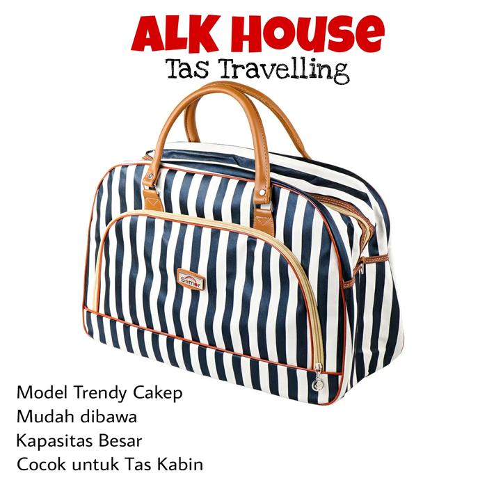 Gambar Tas Traveling Wanita Jinjing Travel Cabin Bag Import 20inch Garis - garis dari ALK House undefined Tokopedia