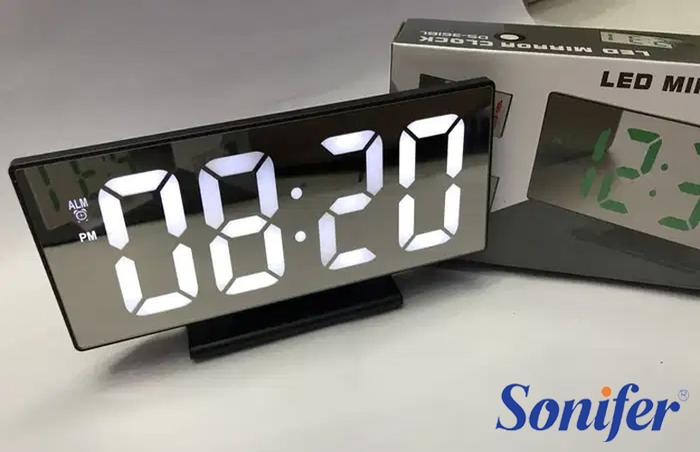 Gambar Jam Meja Digital LED / Digital Alarm Clock Mirror SONIFER - Putih-Hitam dari Sonifer Indonesia undefined Tokopedia