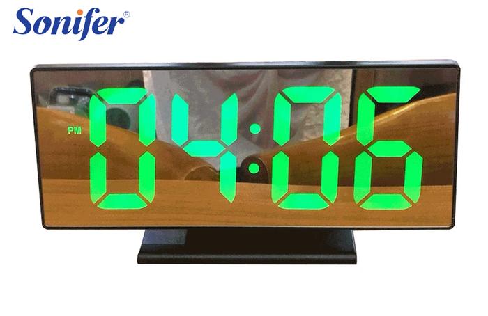 Gambar Jam Meja Digital LED / Digital Alarm Clock Mirror SONIFER - Hijau-Hitam dari Sonifer Indonesia undefined Tokopedia