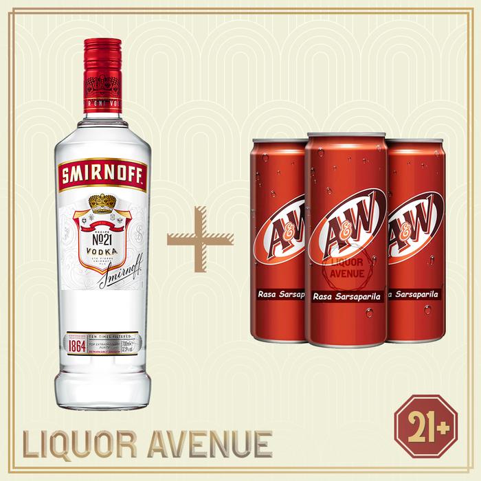 Gambar SMIRNOFF Vodka Red Label Original 700ml + 3 Can A&W Sarsaparila dari Liquor Avenue_NEW undefined Tokopedia