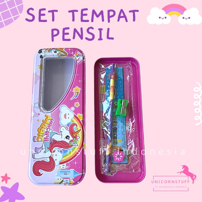 Gambar SET Tempat Pensil Unicorn Kotak Pensil Cewek Isi Stationery Alat Tulis - Rainbow dari Unicornstuff indonesia undefined Tokopedia