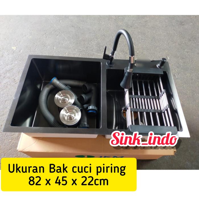 Gambar ICHSAN Bak Cuci piring Hitam SUS 304 kitchen sink Black ukuran 82 x 45 - No pisau Hitam dari Sink indo undefined Tokopedia