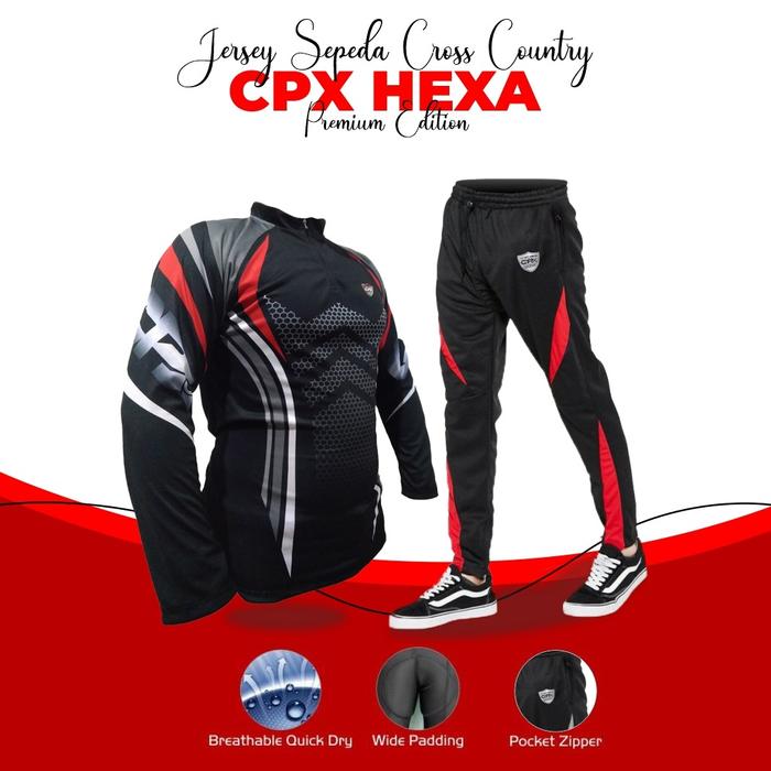 Gambar Cpx Sport Set Jersey Baju Gowes MTB Roadbike Dan Celana Sepeda Panjang - XC Merah, M dari CPX Sport undefined Tokopedia