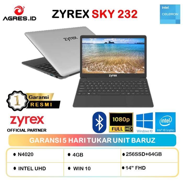 Gambar LAPTOP ZYREX SKY 232 NEW GENERATION FHD N4020 4GB 256SSD+64GB - UNIT ONLY dari Agres ID Bekasi undefined Tokopedia