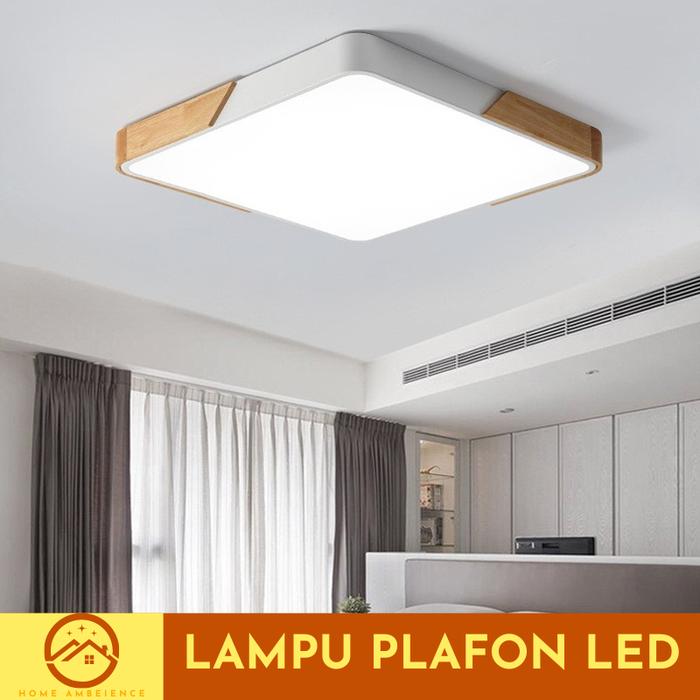 Promo Lampu Plafon Atap Rumah LED Minimalis Modern Aksen Kayu Cool