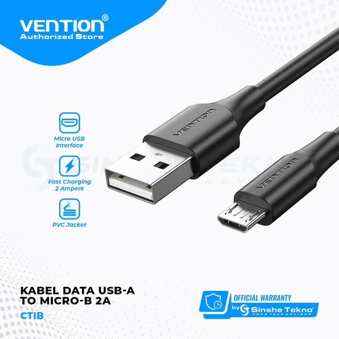 Gambar Vention Kabel Data USB A Male to Micro-B usb b Male - CTI Black, 0.25 Meter dari Vention Mangga Dua undefined Tokopedia