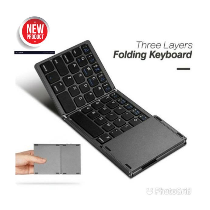 Gambar Bluetooth Keyboard Universal Foldable & With Touchpad / Keyboard Lipat - Black dari Bintang Terang Accessories undefined Tokopedia