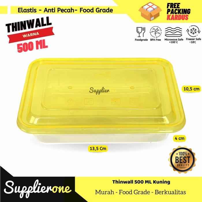 Gambar Thinwall Warna / Lunch Box Plastik / Wadah plastik / Food Container - 500ML Kuning dari supplieronepack undefined Tokopedia