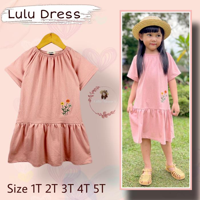 Gambar lulu dress kaos lucu anak perempuan 1 - 5 tahun / pakaian harian anak - dusty, size 1 dari Nanie's Shop undefined Tokopedia