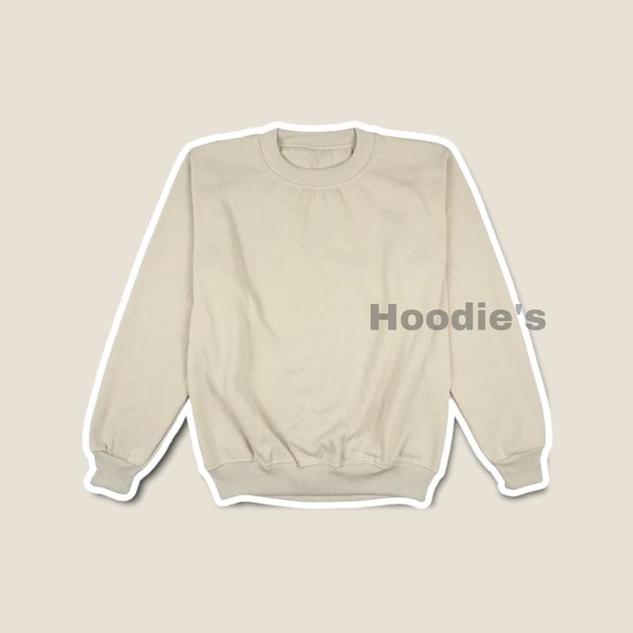 Gambar BASIC SWEATER CREWNECK POLOS UNISEX PRIA & WANITA M-XXL - Beige, M dari HOODIE'S undefined Tokopedia