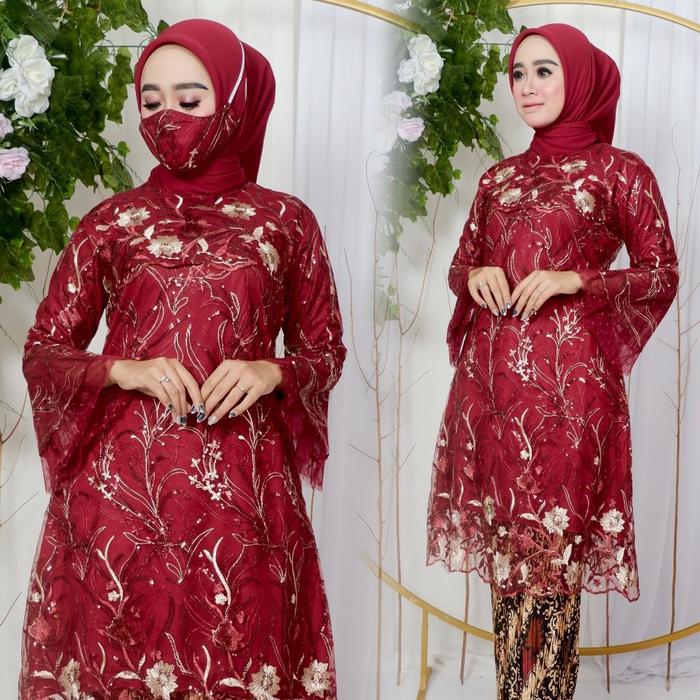 Gambar kebaya modern /kebaya brokat/kebaya pesta/baju pesta/baju kebaya - maroon, atasan aja dari LAKUSE STORE undefined Tokopedia