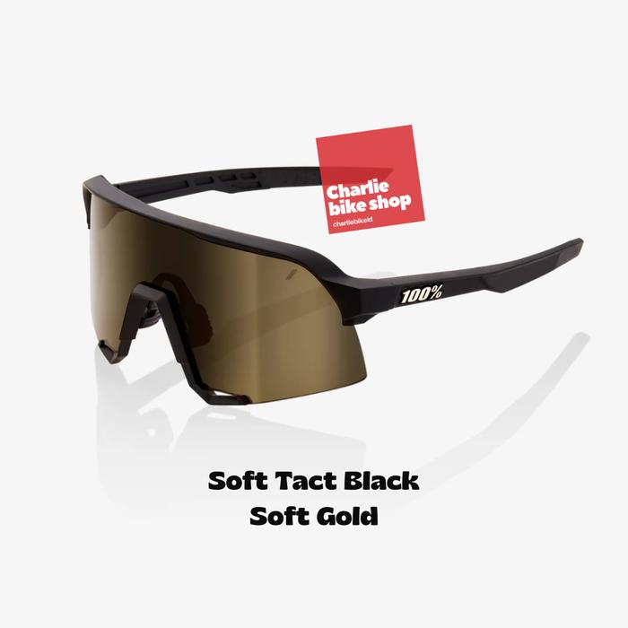 Gambar Kacamata Road Bike Sunglasses 100% One Hundred Percent - S3 - Black/Soft Gold dari Charlie Bike Shop 2 undefined Tokopedia