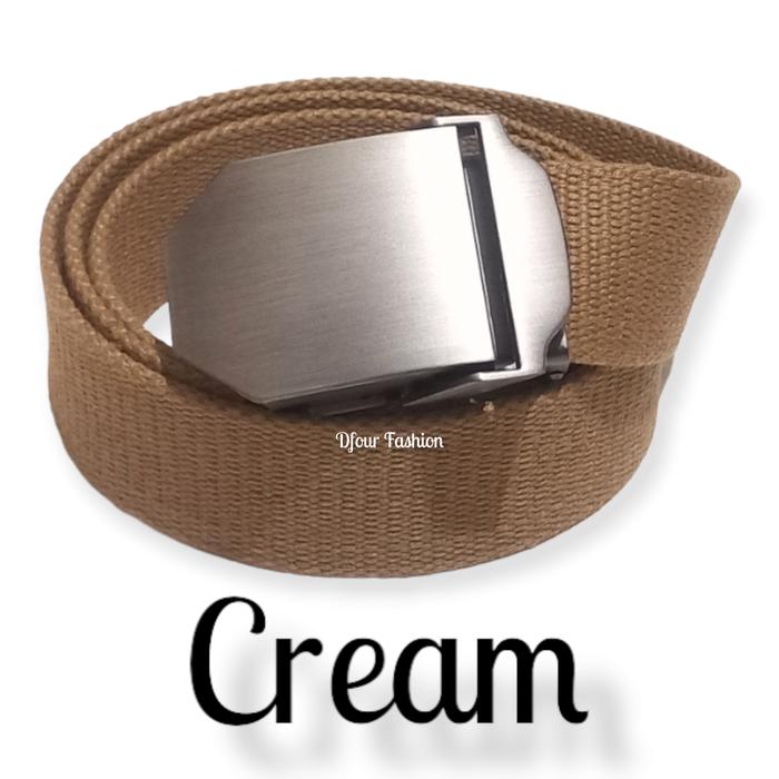 Gambar Dfour ikat pinggang pria wanita kepala jepit metal chrome - Cream, 110cm dari Dfour Fashion undefined Tokopedia