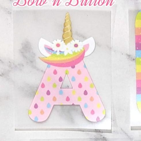 Gambar Sticker Sablon Baju Huruf Alfabet Unicorn Pink Iron DIY Patch Craft - A dari BownButton undefined Tokopedia